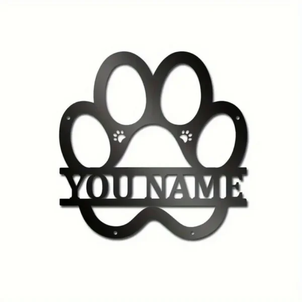 Charming 1pc Customized Dog Name Sign Wall Decoration, Metal Paw Adornment, Tailored for Pet Lovers, Perfect Gift for Dog Owners