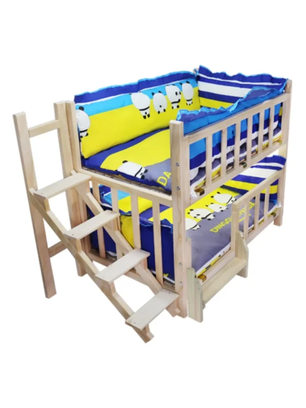 Kennel Dog Bed Bunk Bed Solid Wood Pet Bed Double Layer Kennel Upper and Lower Bed Cat Nest Pet Bed - Image 5