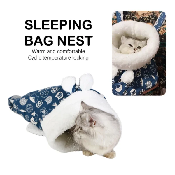 Cat sleeping bag cat bed dog bed winter warm winter warm pet cat sleeping bag closed - Image 2