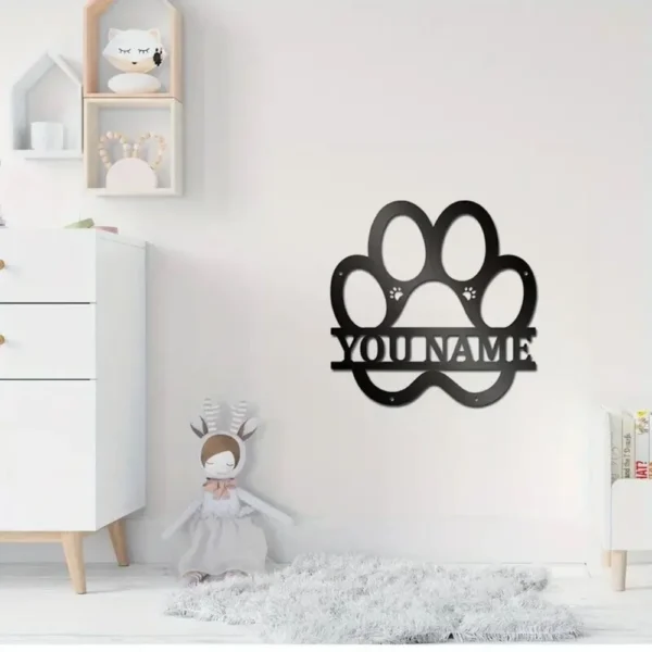 Charming 1pc Customized Dog Name Sign Wall Decoration, Metal Paw Adornment, Tailored for Pet Lovers, Perfect Gift for Dog Owners - Image 2