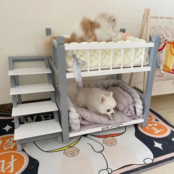 Dog Bunk Bed Small Medium Large Dogs Pet Removable Double Layer Pet Bed with Stairs - Image 6