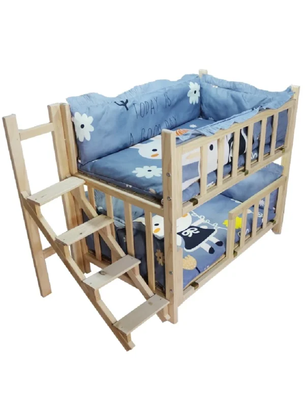 Kennel Dog Bed Bunk Bed Solid Wood Pet Bed Double Layer Kennel Upper and Lower Bed Cat Nest Pet Bed - Image 3