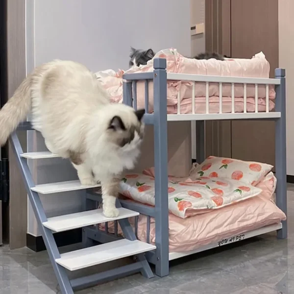 Dog Bunk Bed Small Medium Large Dogs Pet Removable Double Layer Pet Bed with Stairs - Image 5