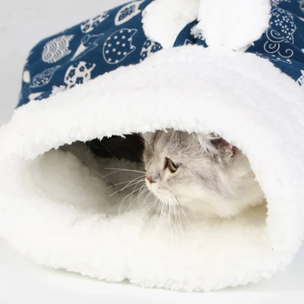 Cat sleeping bag cat bed dog bed winter warm winter warm pet cat sleeping bag closed - Image 3