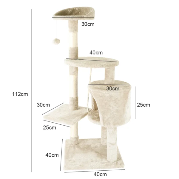 [UK STOCK] Cat trees cat climbing frame 4-Level Cat Tower Hammock Padded Perches and Condos Cat Jumping Toy with Ladder - Image 7