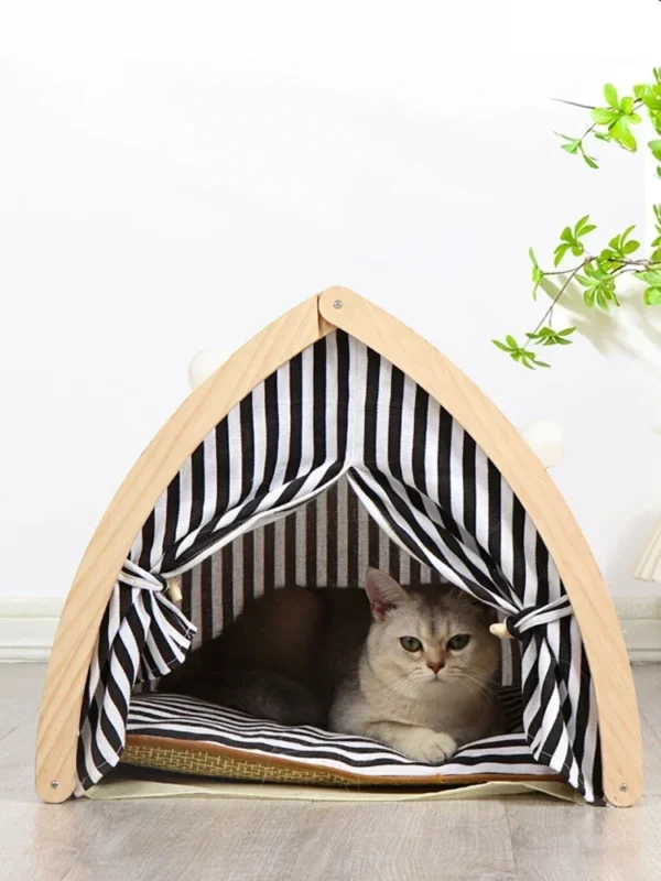 Dog Tent Nest Semi enclosed Dog Nest Warm Winter Cat Nest Small  Teddy Solid Wood  House No Installation