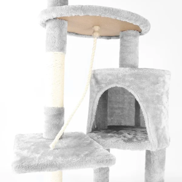 [UK STOCK] Cat trees cat climbing frame 4-Level Cat Tower Hammock Padded Perches and Condos Cat Jumping Toy with Ladder - Image 4