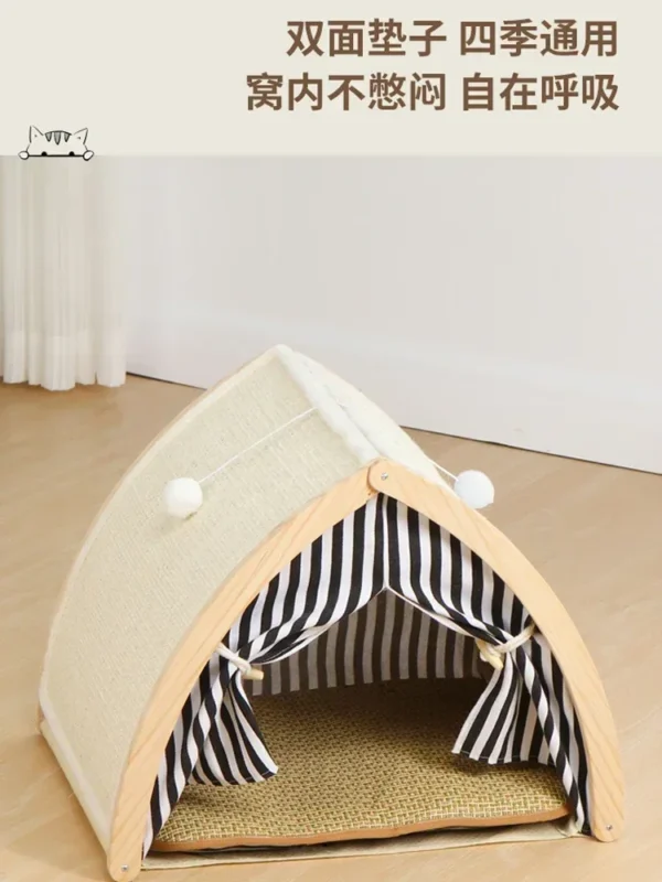 Dog Tent Nest Semi enclosed Dog Nest Warm Winter Cat Nest Small  Teddy Solid Wood  House No Installation - Image 4