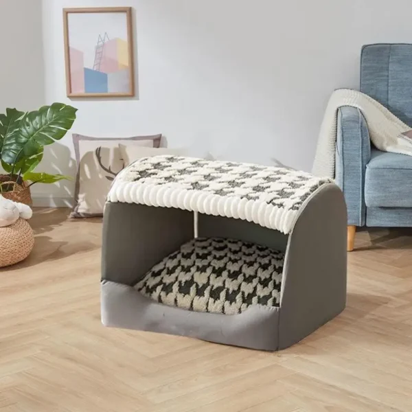 Small Dog Bed Semi Enclosed Covered Cat Bed Tent Indoor Pet House Non-Slip Cat Bed Waterproof No Deformation Pet House Cat - Image 3