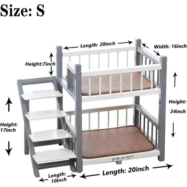 Dog Bunk Bed Small Medium Large Dogs Pet Removable Double Layer Pet Bed with Stairs - Image 2