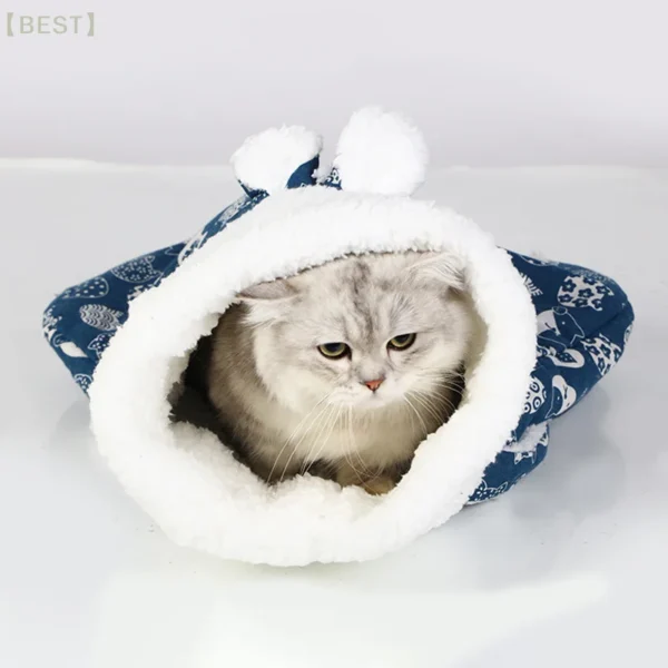 Cat sleeping bag cat bed dog bed winter warm winter warm pet cat sleeping bag closed