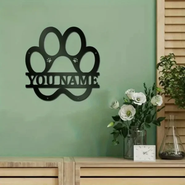 Charming 1pc Customized Dog Name Sign Wall Decoration, Metal Paw Adornment, Tailored for Pet Lovers, Perfect Gift for Dog Owners - Image 4