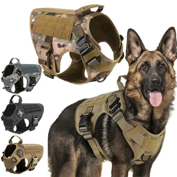 Heavy Duty Hunting Large Dog Harness German Shepherd Malinois Training Vest Tactical Dog Harness And Leash Set